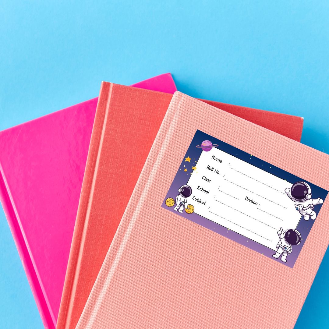24-Piece Pack of Customizable Astronaut Design School Book Name Labels