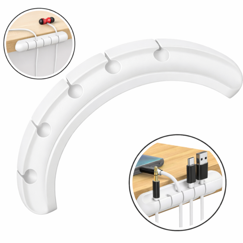 5 Cavity Cable Organizer (Pack of 2) – Multipurpose Wire Holder & Cord Management Clips (Random Color)