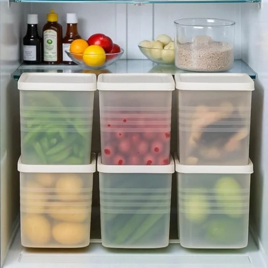 Fridge Storage Boxes – Food Storage Containers for Kitchen, Refrigerator & Pantry Organization (Pack of 6)
