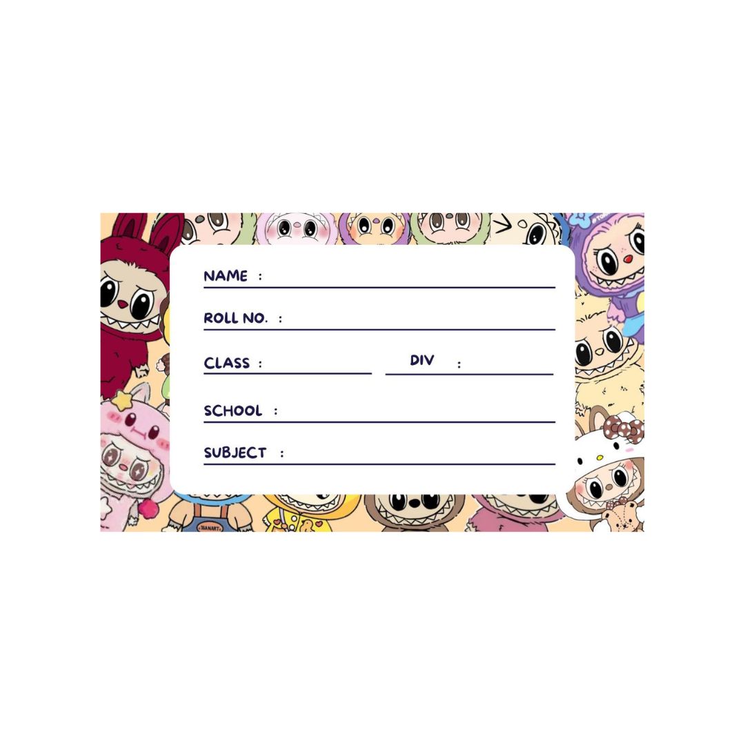 Labubu Design Personalized School Book Stickers - Pack of 24Pcs Name Labels
