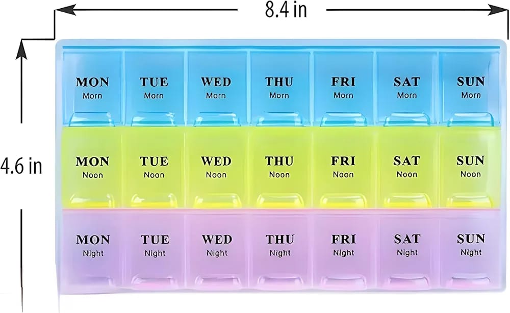 21 Day Medicine Organiser Pill Box, Pill/Medicine Storage Box, Pill Reminder, Pill Box Medicine Organizer | Daily Vitamin Storage Holder | Compact Multi-Compartment Travel-Friendly Dispenser