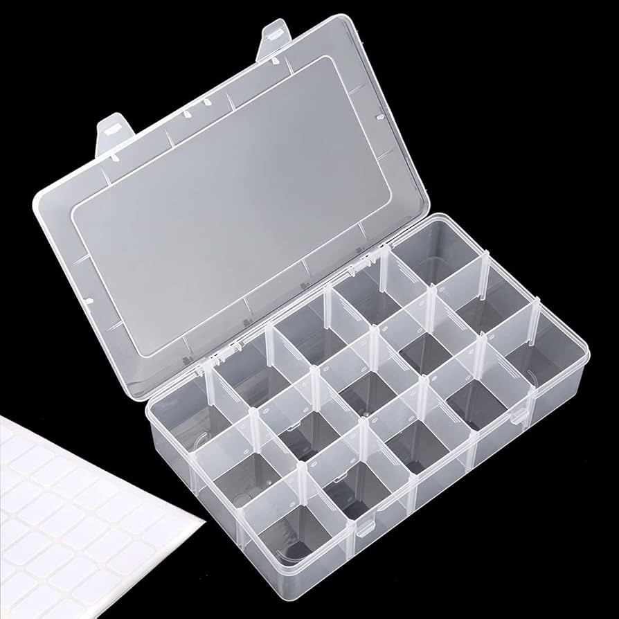 15-Grid Large Capacity Transparent Plastic Storage Box – Organizer for Jewelry, Accessories & Small Items (Pack of 1)
