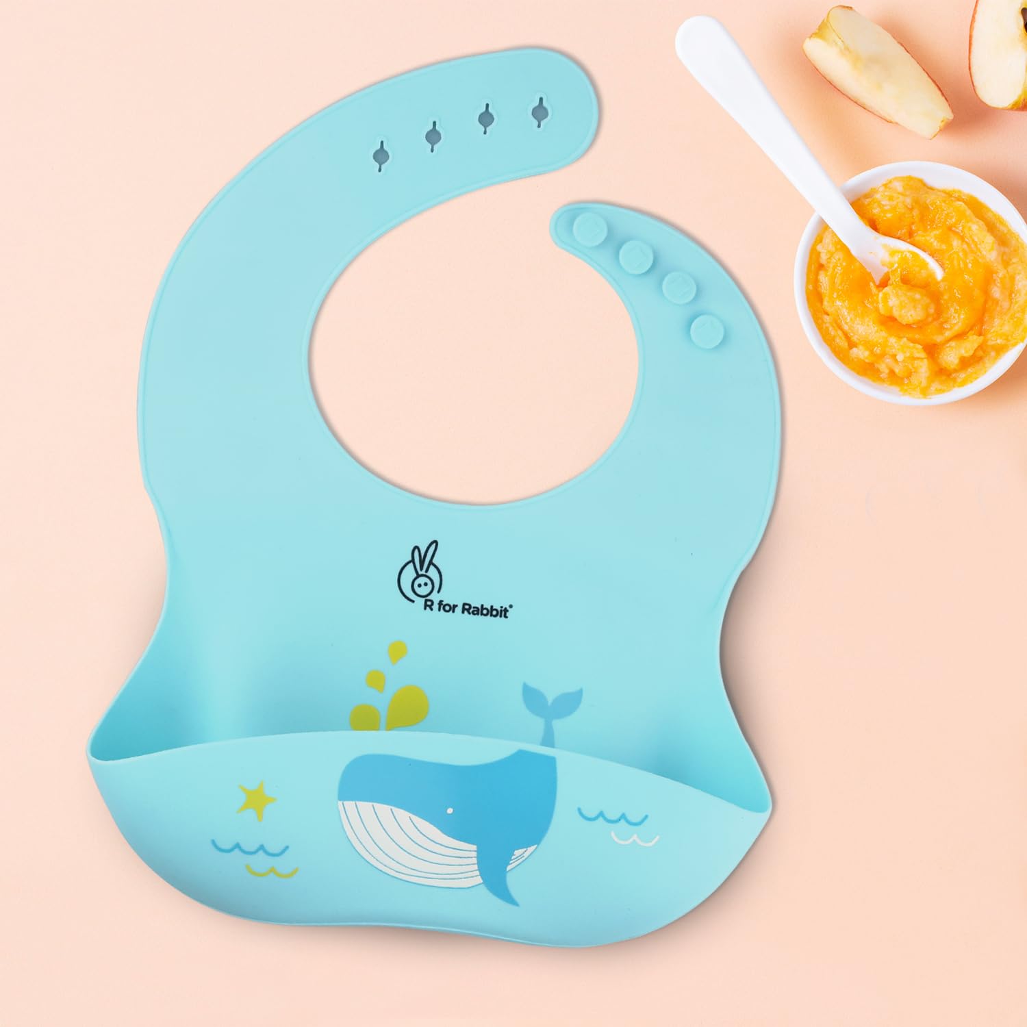 Silicone Baby Feeding Bib – BPA-Free, Waterproof & Adjustable Apron with Food Catcher Pocket (6–36 Months)