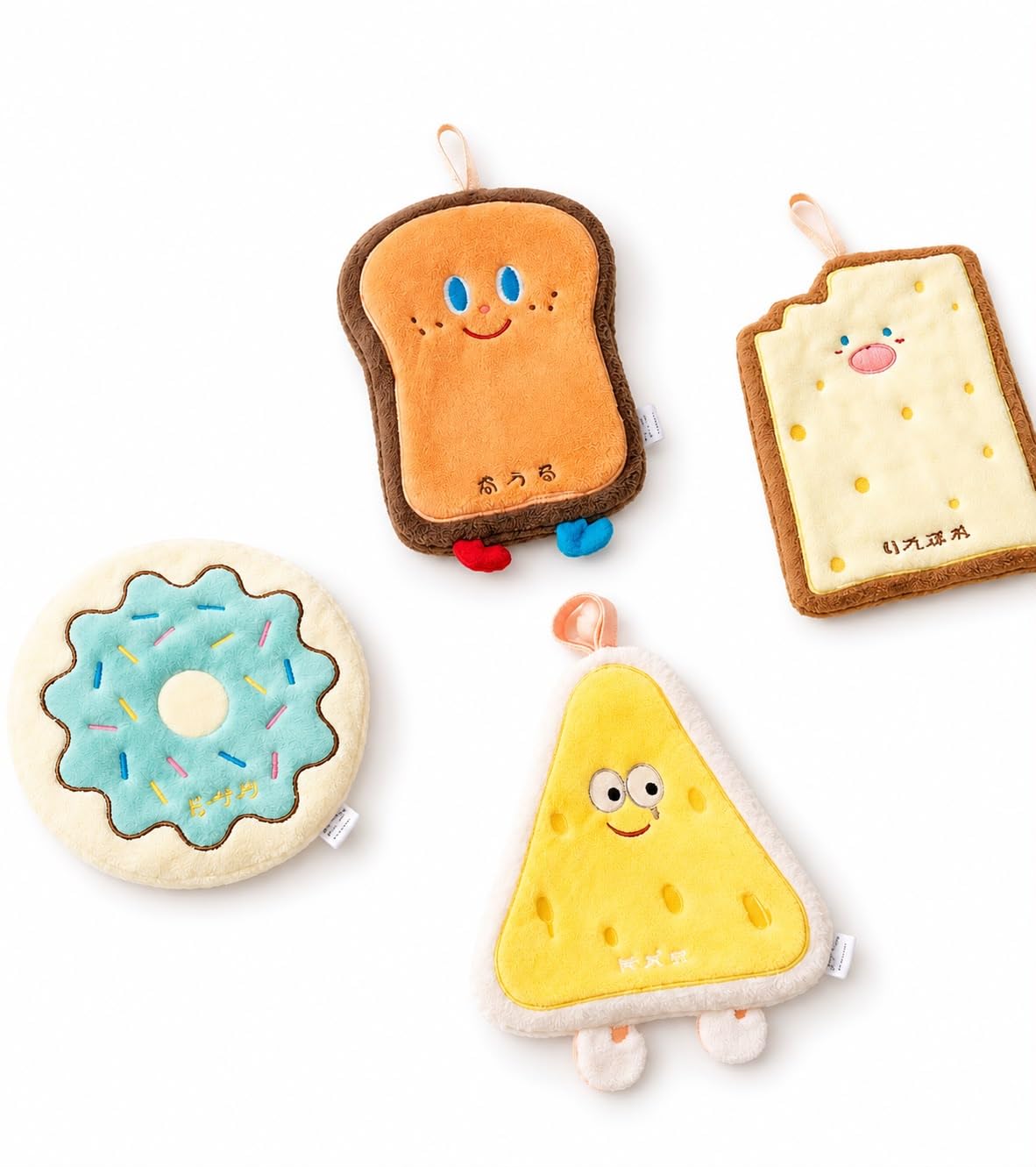 Cute Hanging Hand Towel | Soft Microfiber Kawaii Cartoon Food Design Hand Towel with Hanging Loop | Quick Dry Absorbent Kitchen, Bathroom, Car & Travel Cleaning Towel (Random Color Pack Of 1)