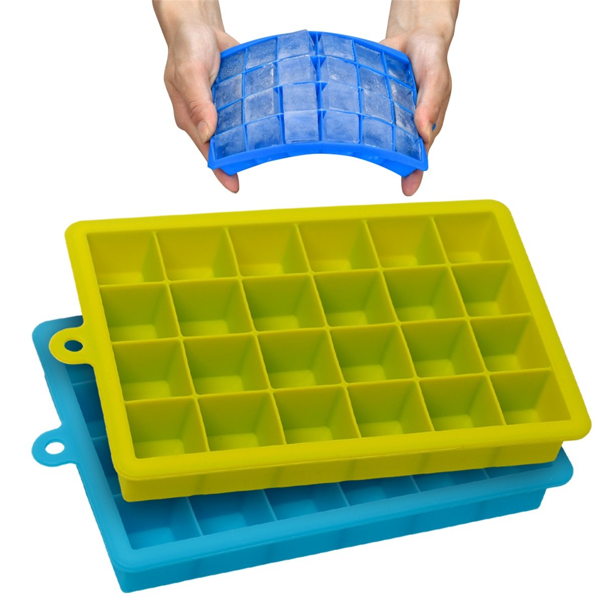 Flexible 24 Grid Silicone Ice Tray – Easy-Release Ice Cube Mold for Drinks, Juices & Cocktails(Random color-Pack of 1)