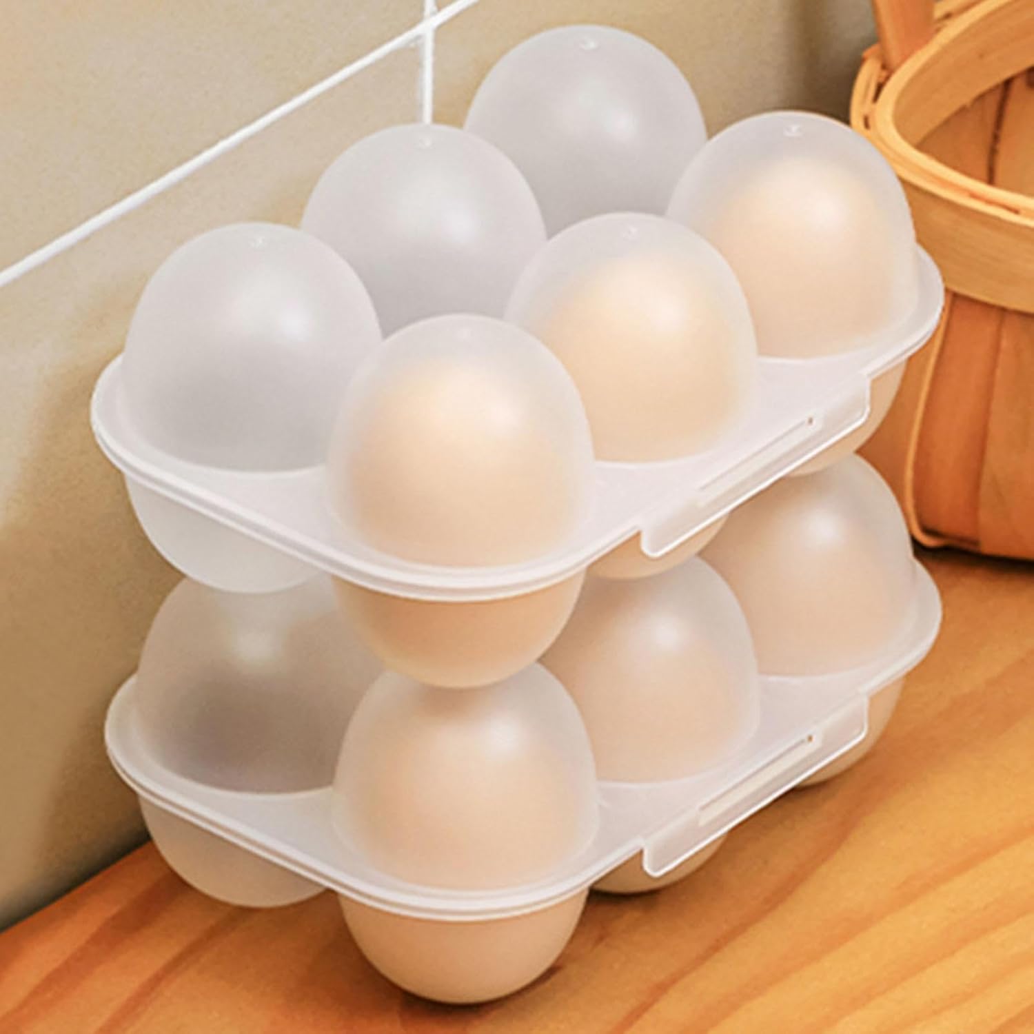 6-Grid Egg Storage Container Box – Stackable Refrigerator Egg Holder with Lid for Kitchen & Travel Use (Pack of 1)