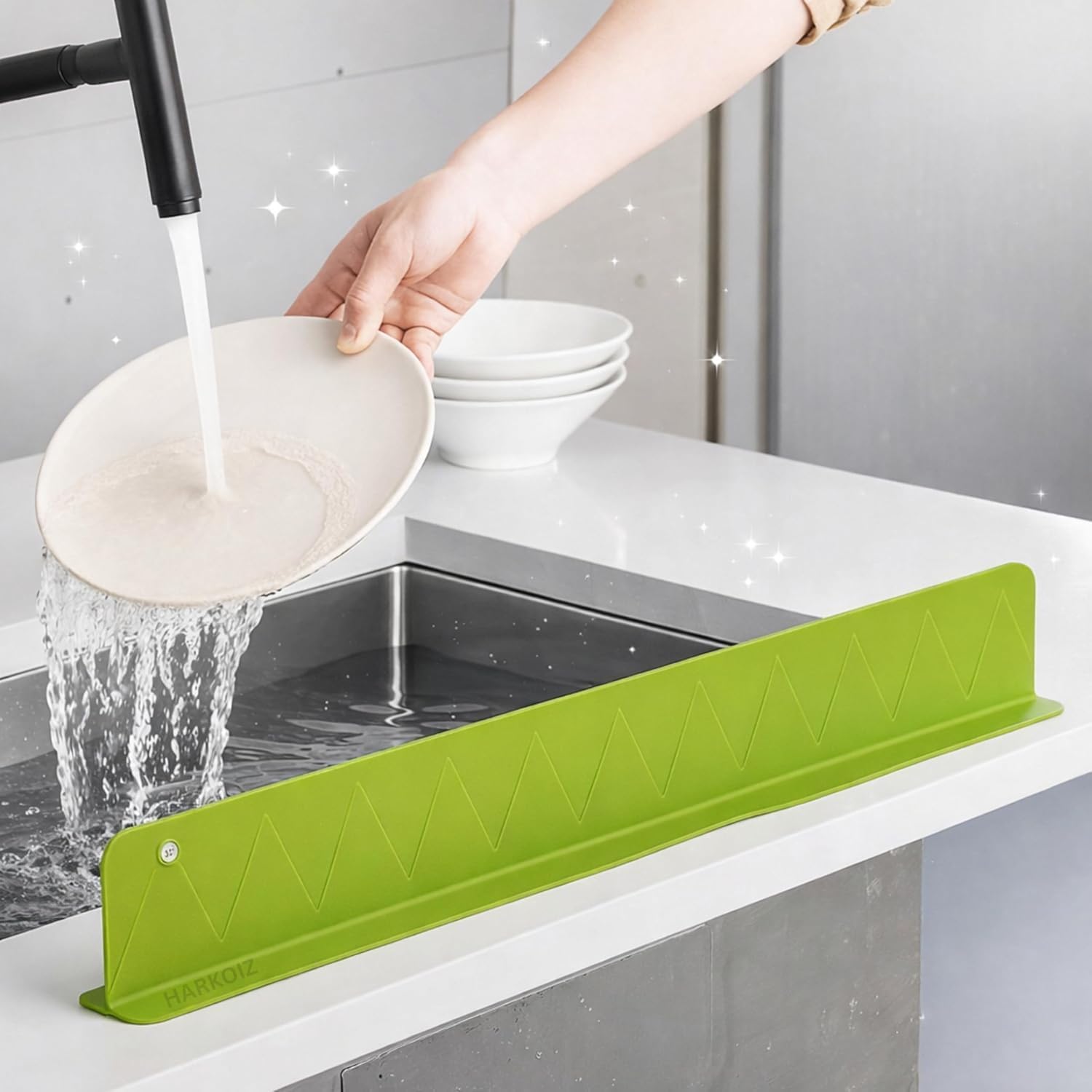 2 Pcs 48 cm Kitchen Sink Splash Guard | Silicone Water Splash Protector for Sink | Anti-Splash Faucet Guard | Flexible & Washable Sink Water Barrier | Clean Countertop Tool