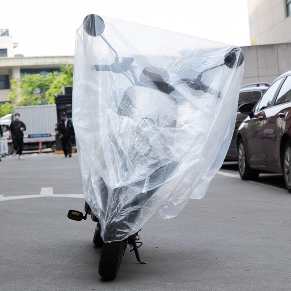 5 Pcs Transparent Disposable Motorcycle Cover – Waterproof, Dustproof & Weather-Resistant Bike Protection Sheet
