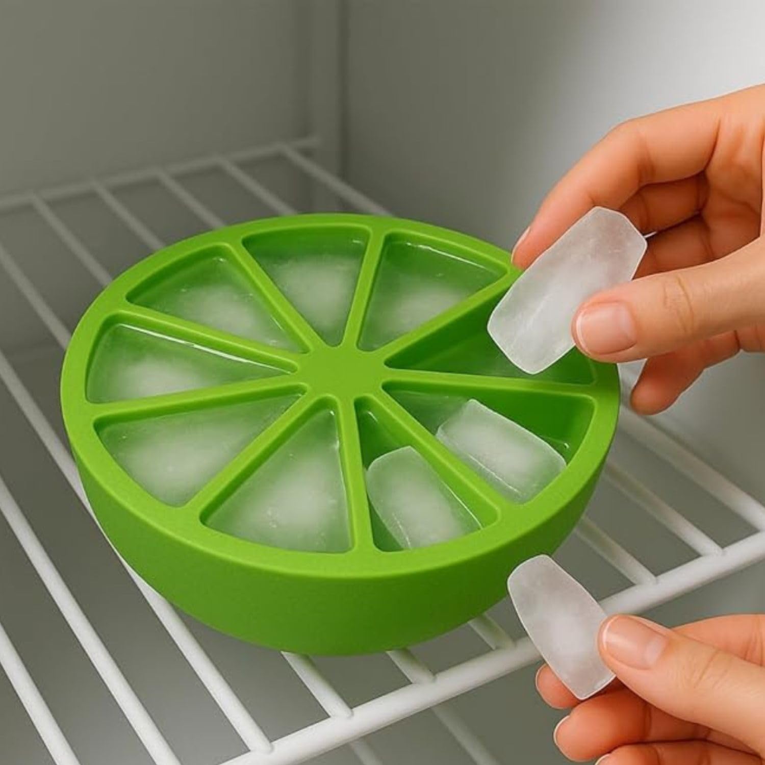Silicone Lemon Shaped Ice Cube Tray, 10 Grid Ice Cube Mould Flexible Tray for Freezer, Chocolate Cake Maker, Ice Trays for Chilled Drinks, Reusable, Multicolour (Pack of 1)
