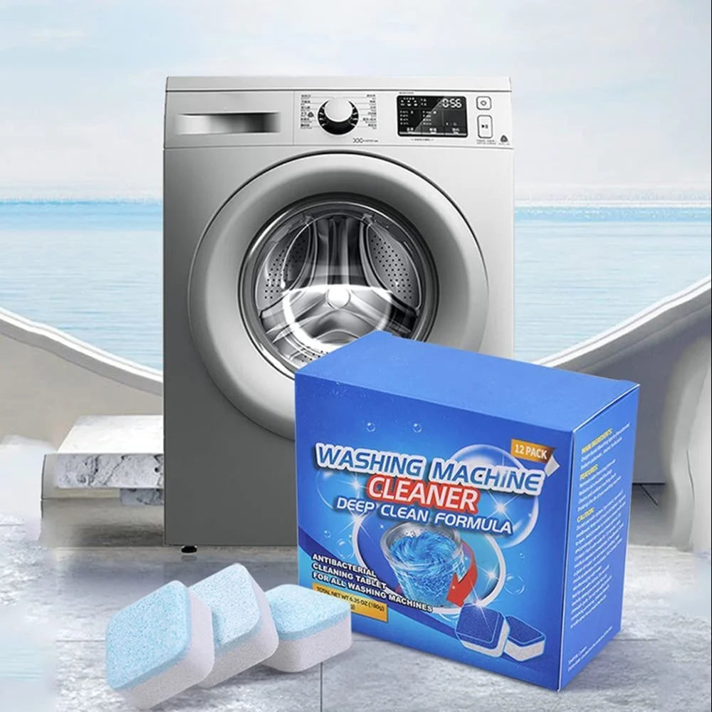 Washing Machine Cleaning Tablets (Pack of 12) – Deep Cleaner for Drum & Tub, Removes Dirt, Odor & Residue