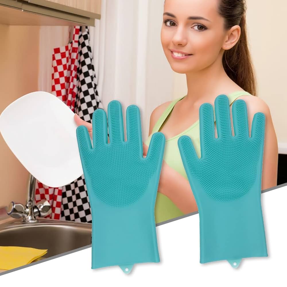 Multipurpose Silicone Scrubbing Hand Gloves, Silicon Hand Gloves For Dish Washing, Gloves For Washing Utensils