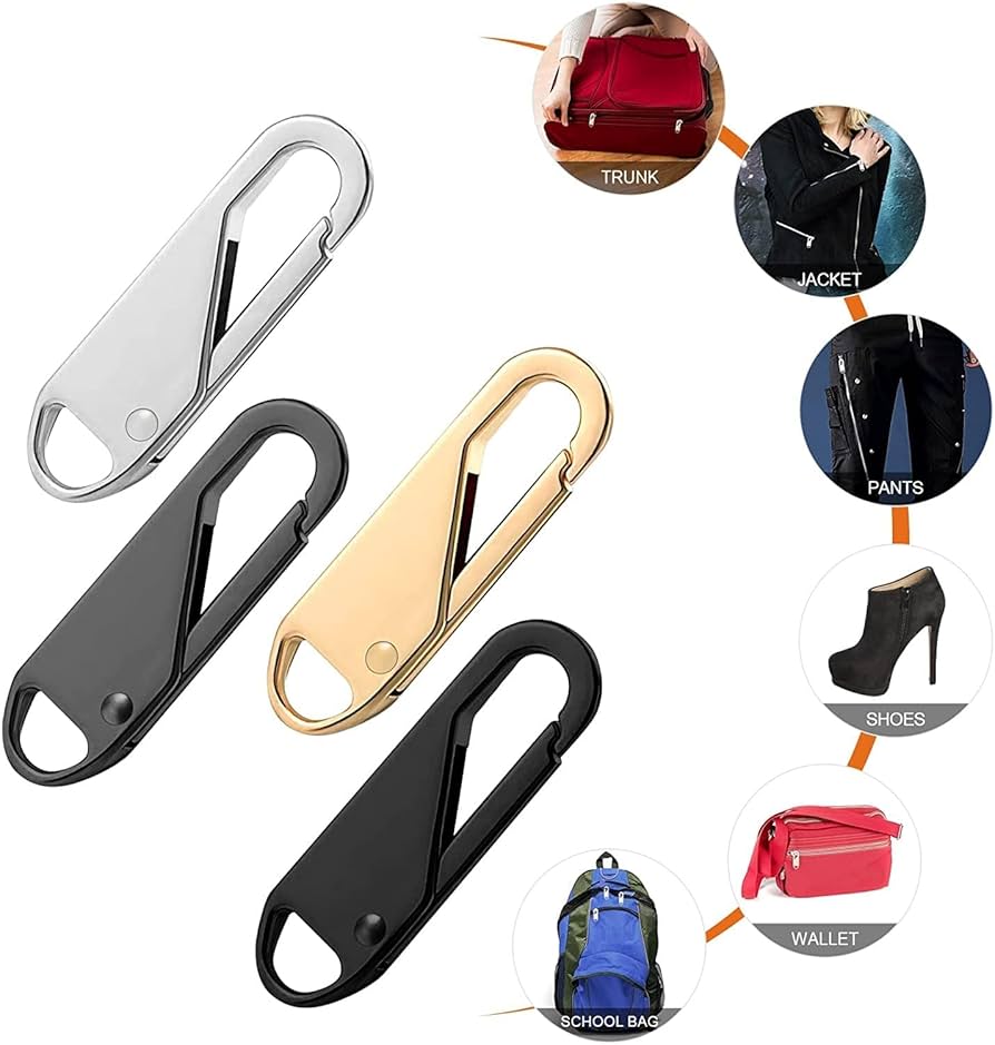 Pull Replacement Zipper - Durable Sliders -Universal Fix for Bags, Jackets & Suitcases ( Pack of 10 )