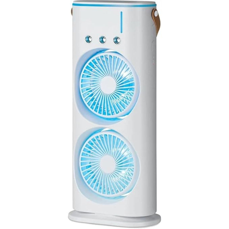 Portable Double Spray Fan – Hydrating Mist & Cool Air Combo for Travel, Office & Outdoor Use