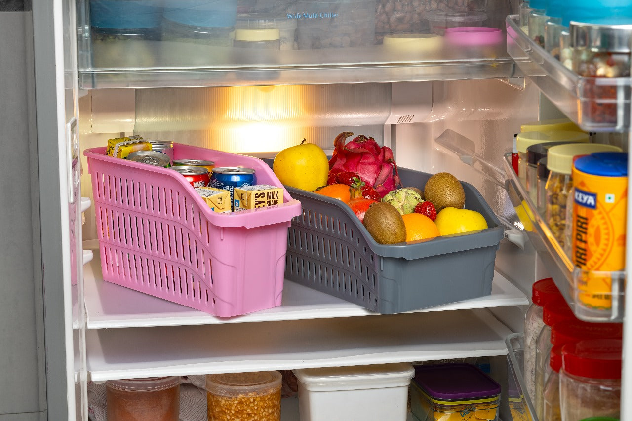 Navya Multipurpose Storage Basket – 5000ml Plastic Organizer Basket for Kitchen & Home Use (Random color-Pack of 3)