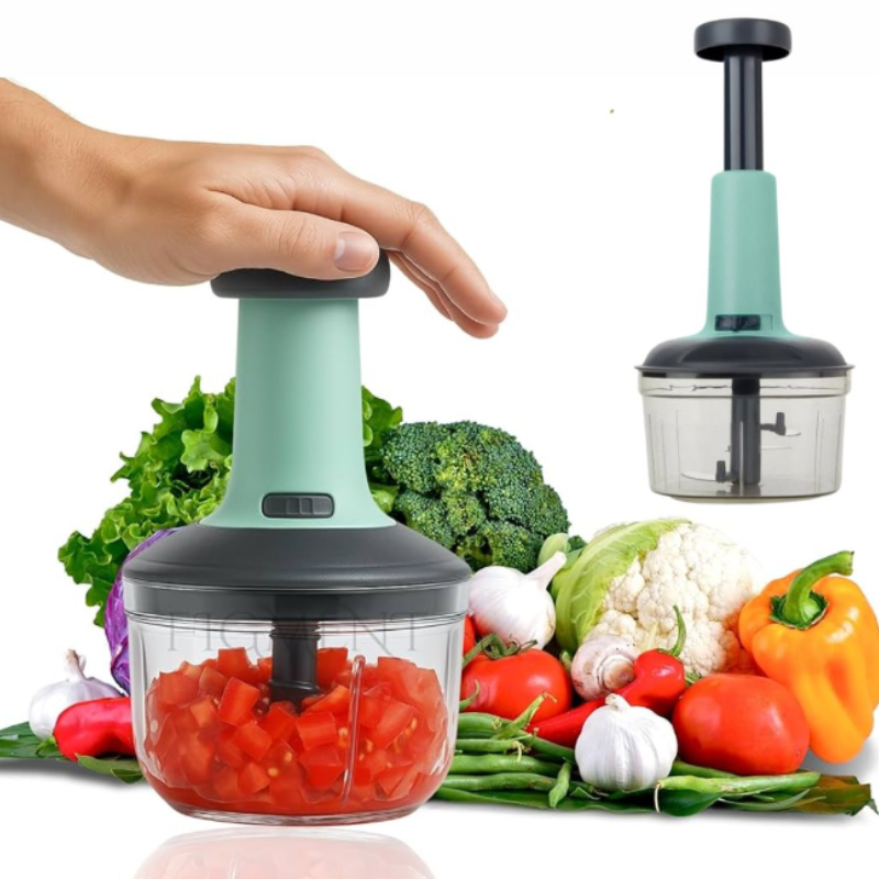 650ml Hand-Press 2 In 1 Vegetable Chopper- Manual Food Processor for Quick Cutting & Slicing (Pack of 1)