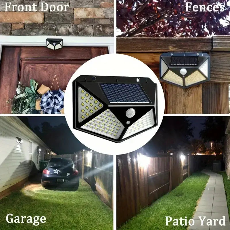 100 LED Solar-Powered Wall Lamp with Motion Sensor – High-Brightness LED Lights for Indoor & Outdoor Use, Automatic Brightness Adjustment, Ideal for Porch, Garden, and Home Decor, Solar Wall Lamp (Pack of 1)