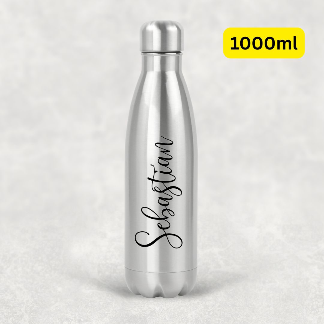 Customized 1000ml stainless steel insulated bottle with personalized name