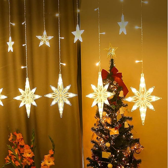 12 LED Polaris Curtain String Lights - Star Christmas Decoration Lights