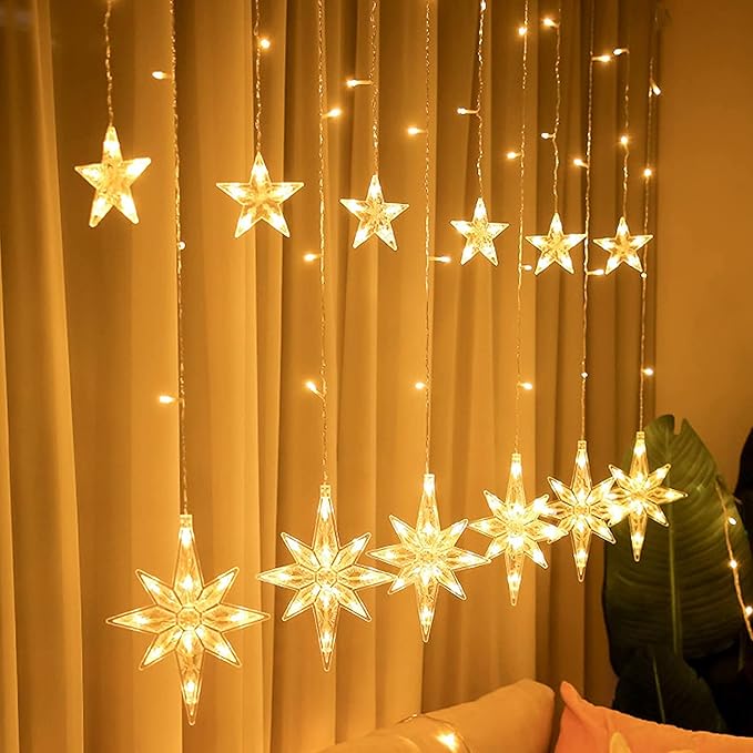 12 LED Polaris Curtain String Lights - Star Christmas Decoration Lights