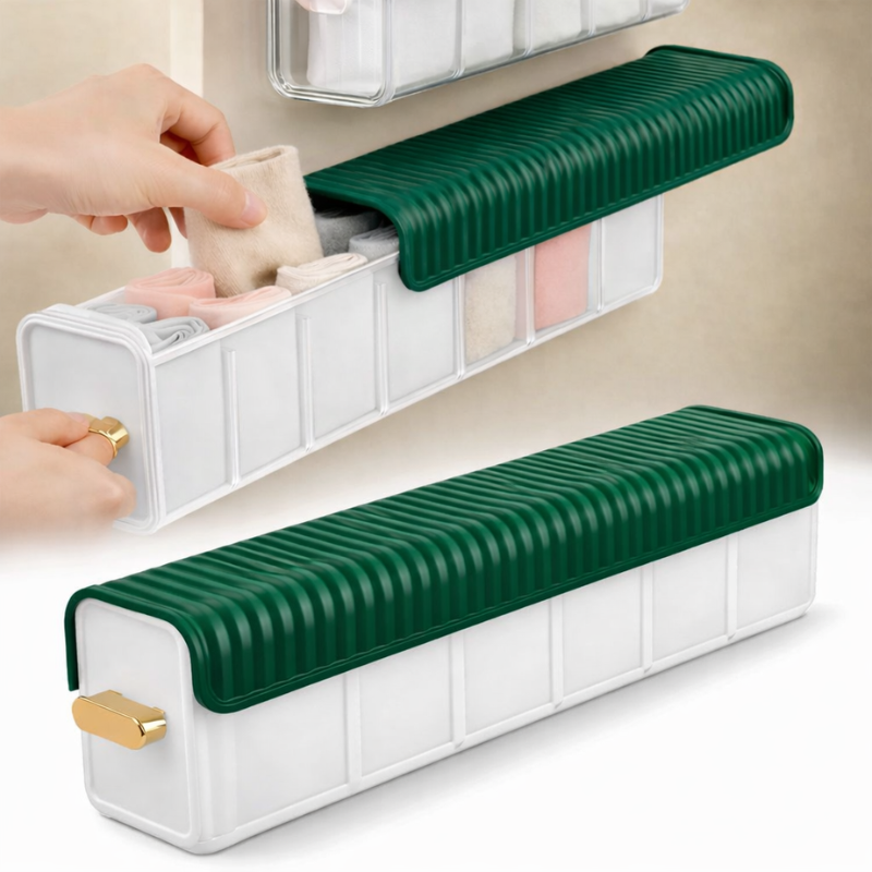 6 Slot Socks Organizer– Drawer Divider & Storage Box for Socks, Underwear & Accessories (Random color-Pack of 1)