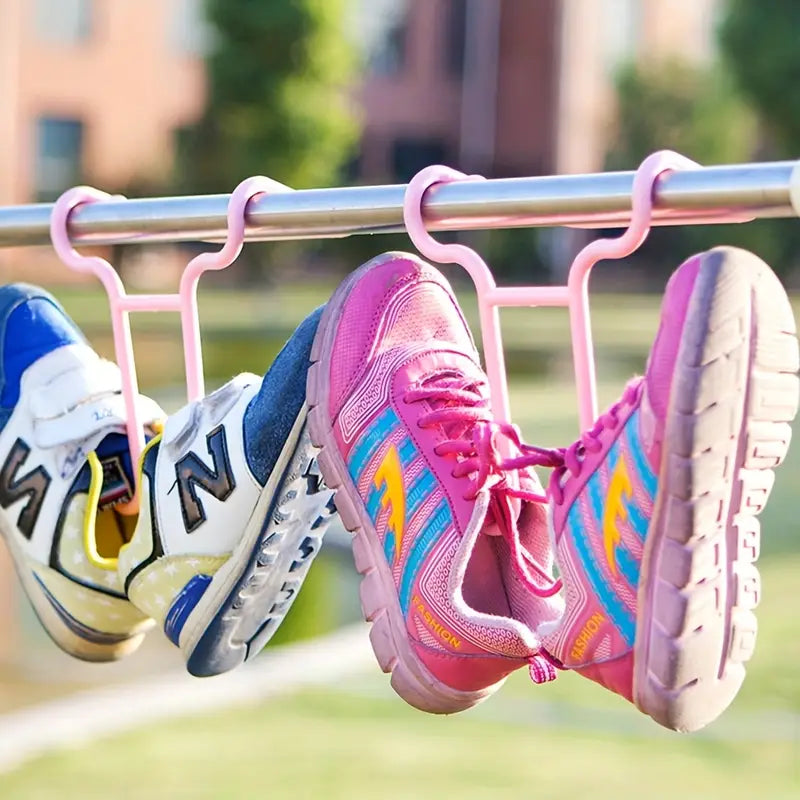 Space-Saving Plastic Shoe Rack with Dual Hooks