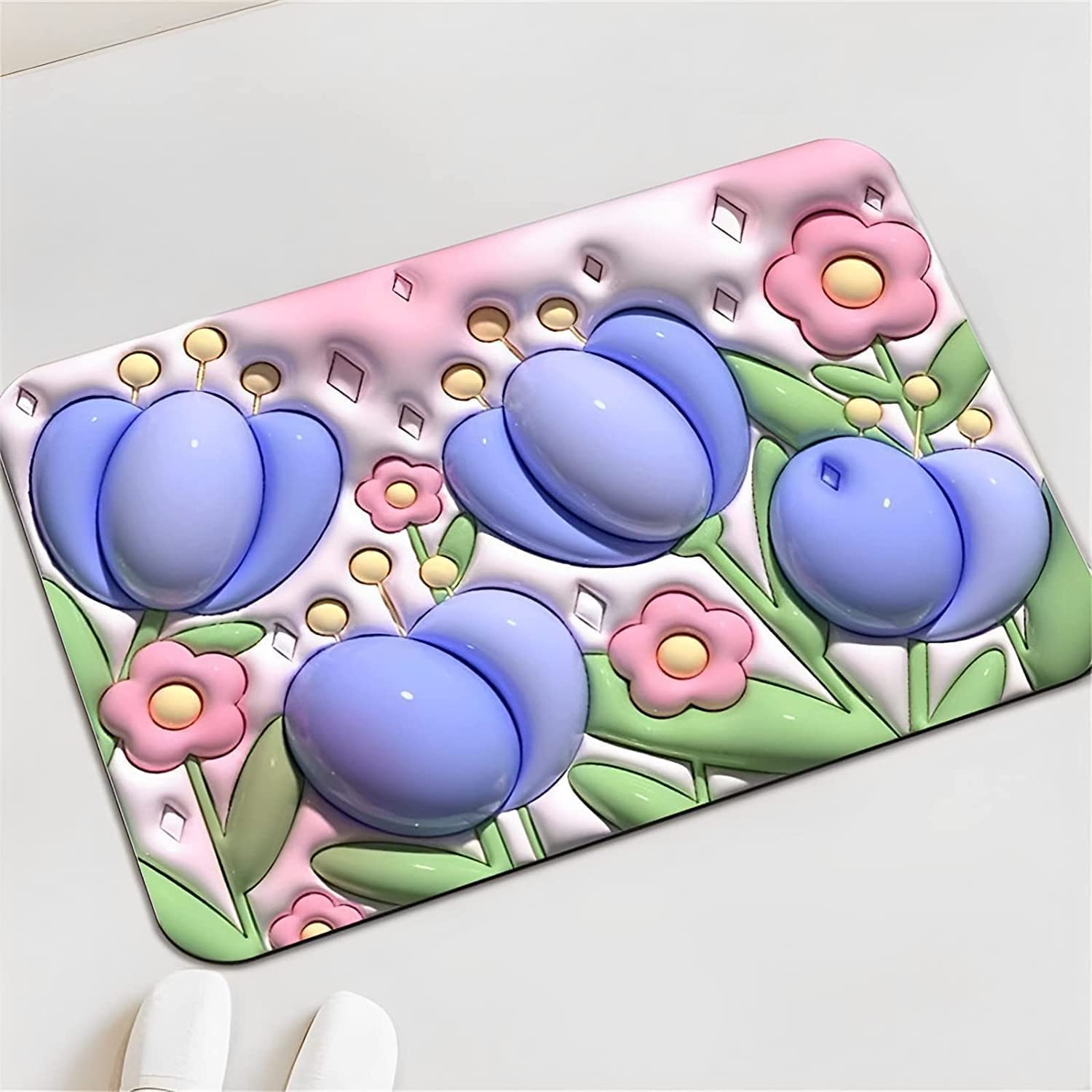 3D Vision Bathroom Non-Slip Floor Mat, Non-Slip, Washable, Shower Mat, Soft Diatomaceous Mud Floor Mat, 3D Vision Mat for Shower, Bathroom, Floor
