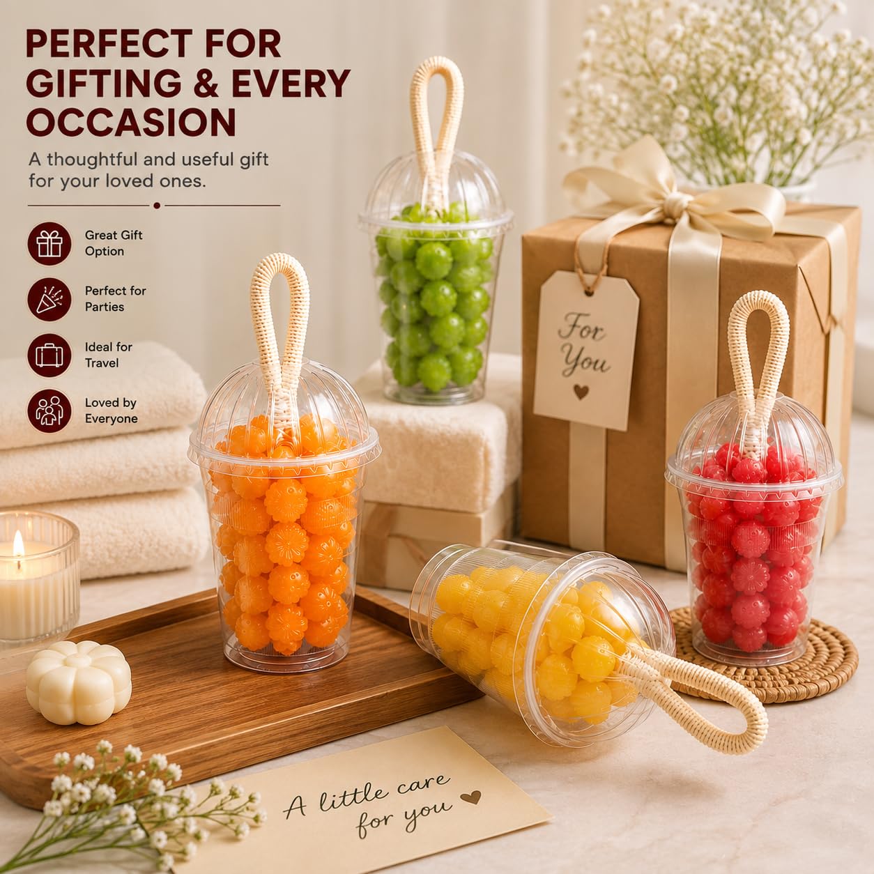 Grapes Soap Beads for Bath & Hand Wash | Cute Floral with Fresh Fruity Fragrance | Soap for Kids & Adults, Decorative Bathroom for Home, Travel (Random Color And Flavours Pack of 1)