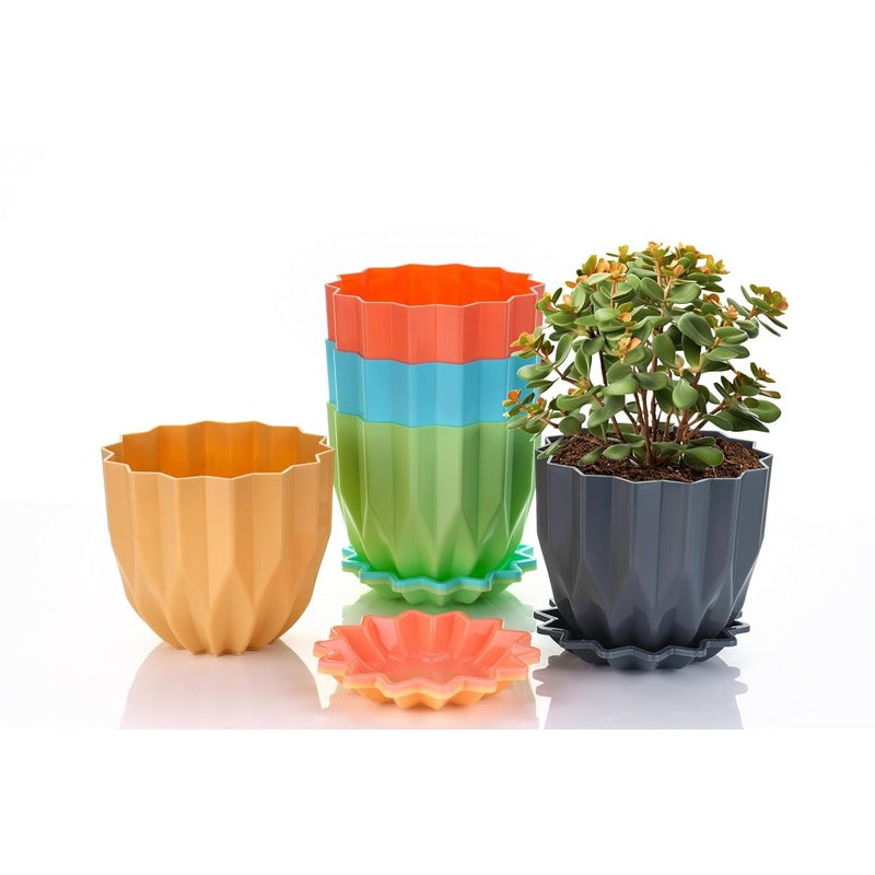 Crystal Flower Pot With Drain Plate (Set Of 5)