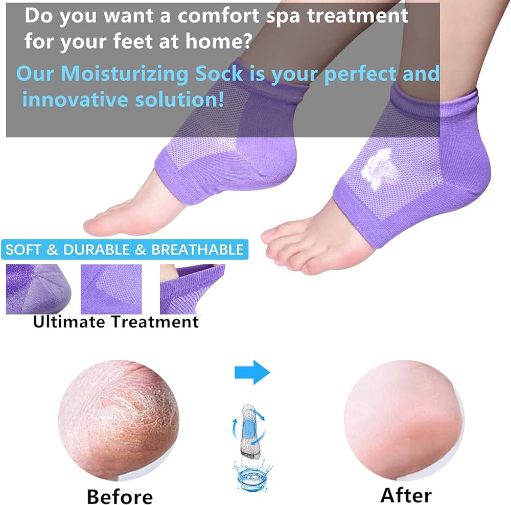 Heel Socks for Dry Cracked Heels – Silicone Heel Repair Pad & Ankle Support for Pain Relief, Swelling Reduction & Foot Care (Free Size, 1 Pair)