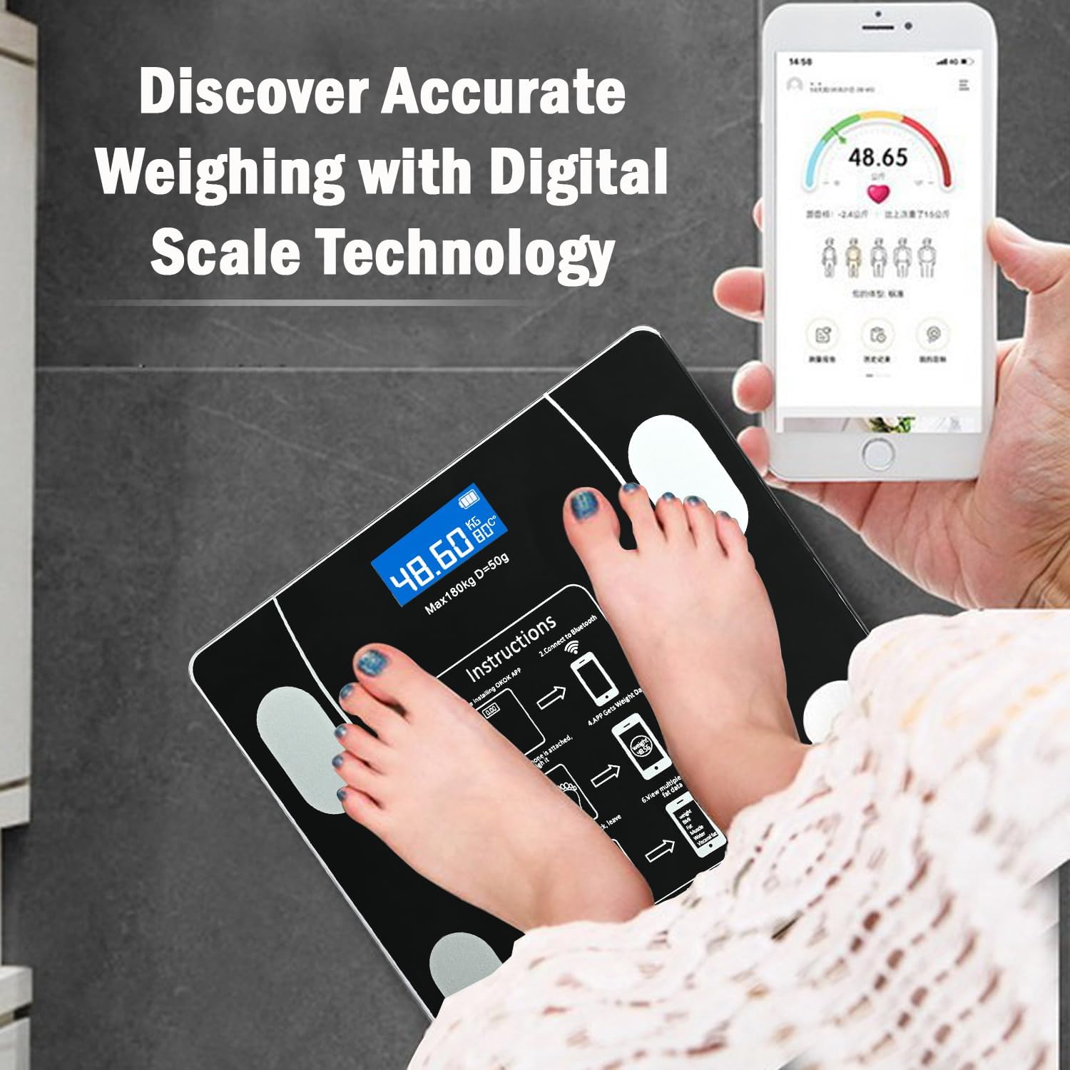 Smart Digital Body Weight Weighing Scale with Bluetooth, BMI & Fat Analyzer – Wireless Fitness Scale with LCD Display