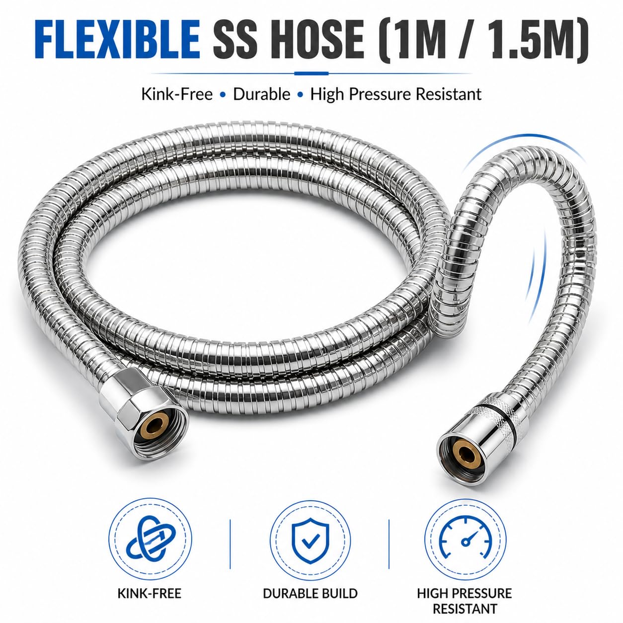 Premium Chrome ABS Health Faucet for Bathroom Handheld Jet Spray with Stainless Steel Flexible Hose Tube ABS Wall Hook with Screws & Gitti Leak-Proof Toilet Spray Gun for Hygiene Use (1 Meter Silver Color)