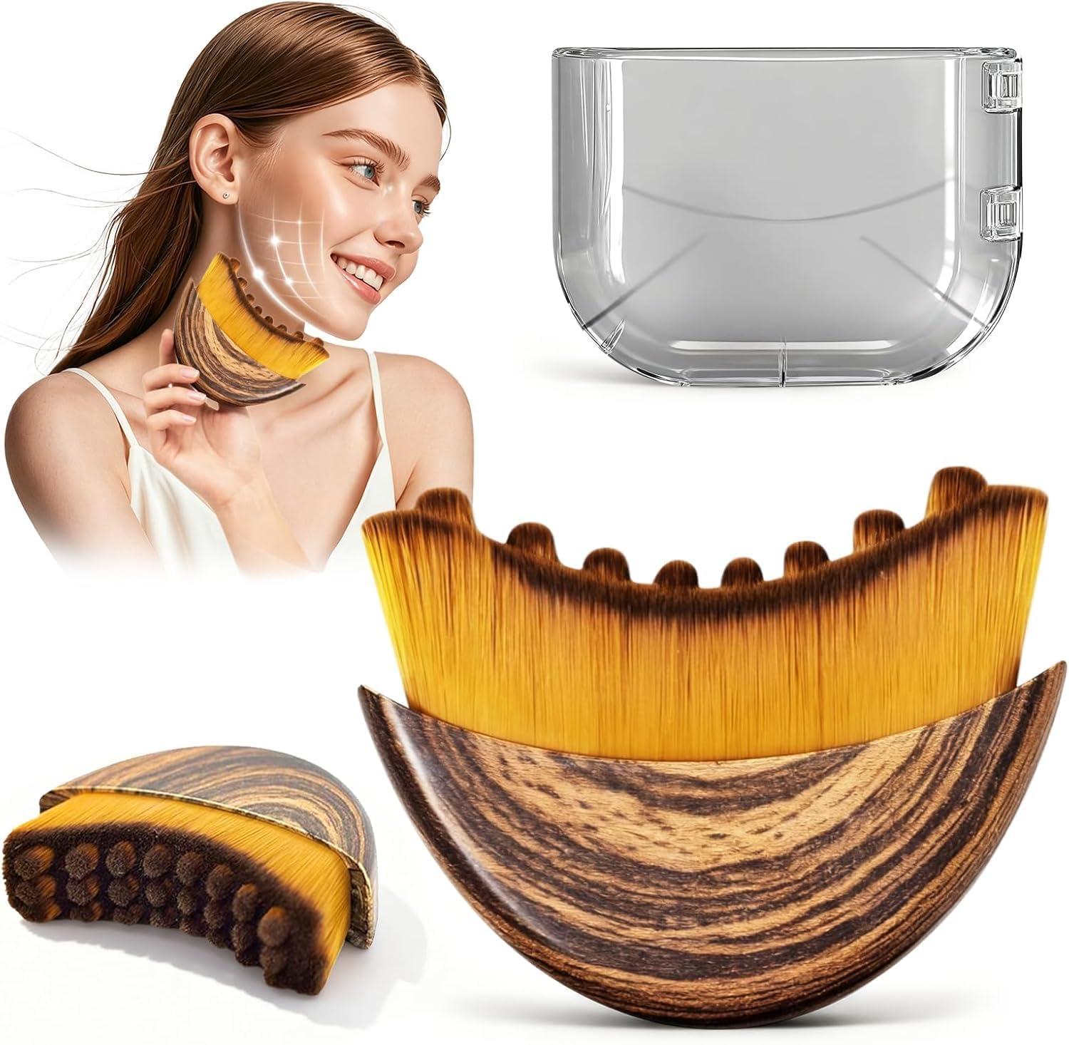 New Contour Face Brush, Dry Brushing Face Brush, GOAL ZONE Drainage Massager for Face, Neck & Face Sculpting, Portable Facial Tool, Fit The Skin,Reduce Puffiness for Daily Us, with Box