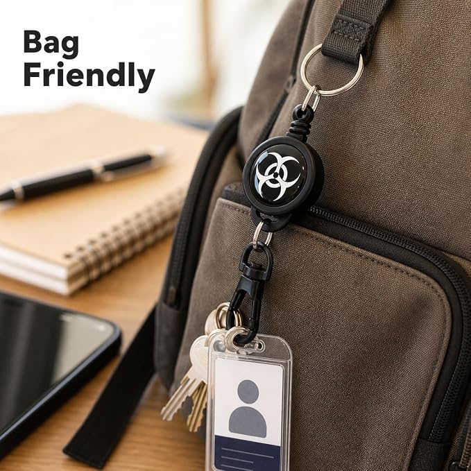 Strong Wire Retractable Keyring | Heavy-Duty Pull Reel Key Holder with Clip (Pack of 1)