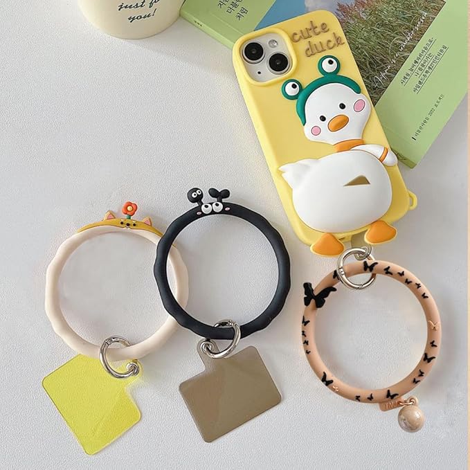 Wrist Strap Silicon Chain Phone Lanyard with Ring Grip – Adjustable, Durable & Comfortable Handheld Phone Accessory(Random color-Pack of 1)