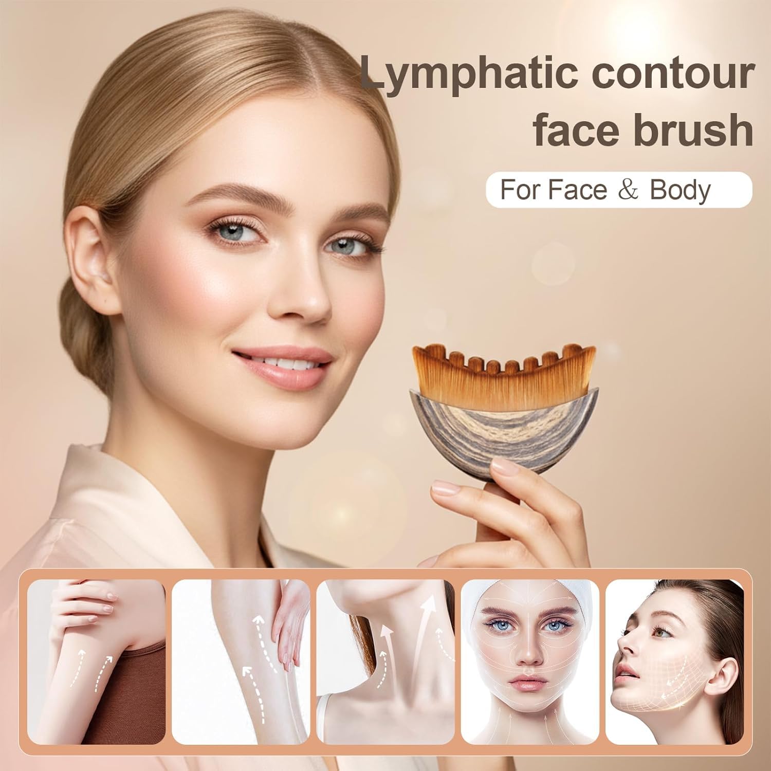 New Contour Face Brush, Dry Brushing Face Brush, GOAL ZONE Drainage Massager for Face, Neck & Face Sculpting, Portable Facial Tool, Fit The Skin,Reduce Puffiness for Daily Us, with Box