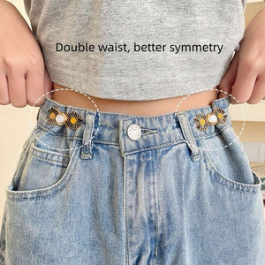 2 pairs Jeans Dress Buttons, DIY Pants Clip Waist Tightener Buttons, DIY Sewing Adjustable Waist Buckle Fashion Faux Pearl Flower Adjustable Buckle Clothing Accessories