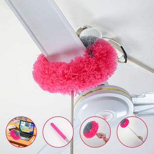 Extendable Fan Duster with Telescopic Pole, Textile Dust Brush for Ceiling and Fan Cleaning, Universal Fit, Colorful RV Cleaning Tool