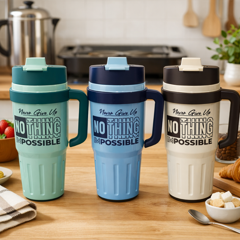 800ml Stainless Steel Tumbler | Travel Mug with Lid for Hot & Cold Drinks (Random Color-Pack of 1)