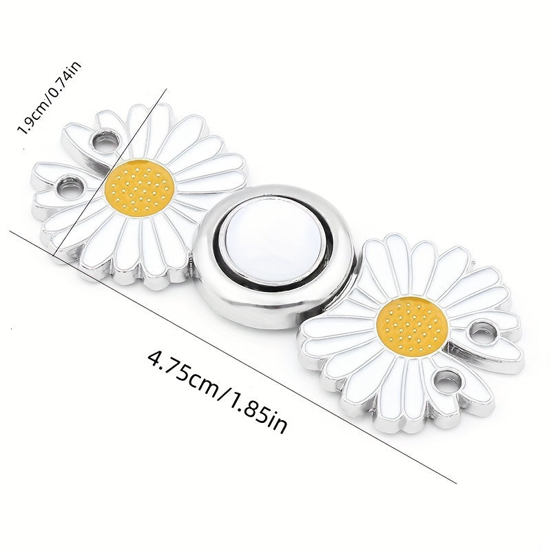 2 pairs Jeans Dress Buttons, DIY Pants Clip Waist Tightener Buttons, DIY Sewing Adjustable Waist Buckle Fashion Faux Pearl Flower Adjustable Buckle Clothing Accessories
