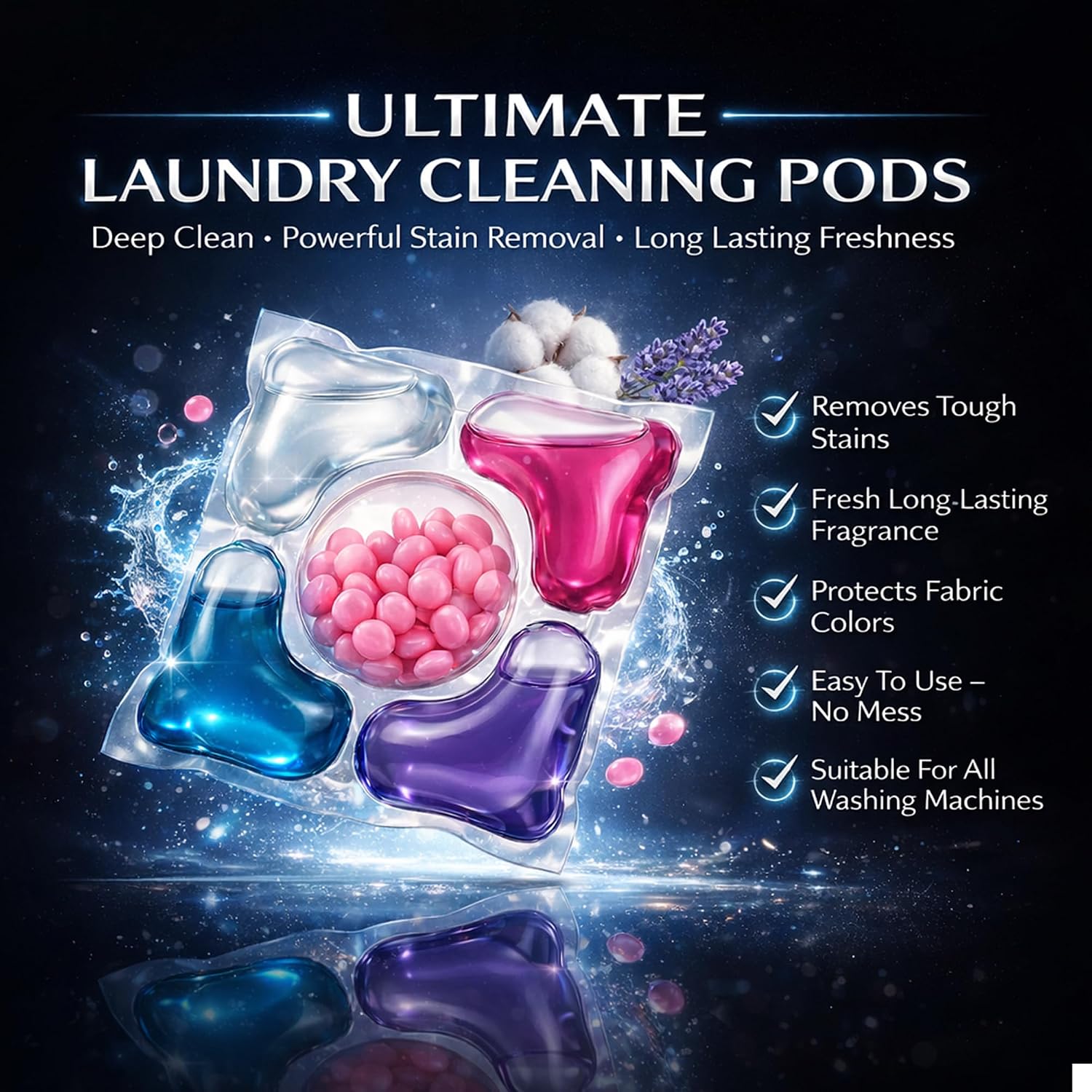 4-in-1 Dissolve Magic Laundry Detergent Pods (26 Wash) Bio-Enzyme Stain Remover Capsules for Top & Front Load Floral Fragrance (Laudry Pods - 26 PC)