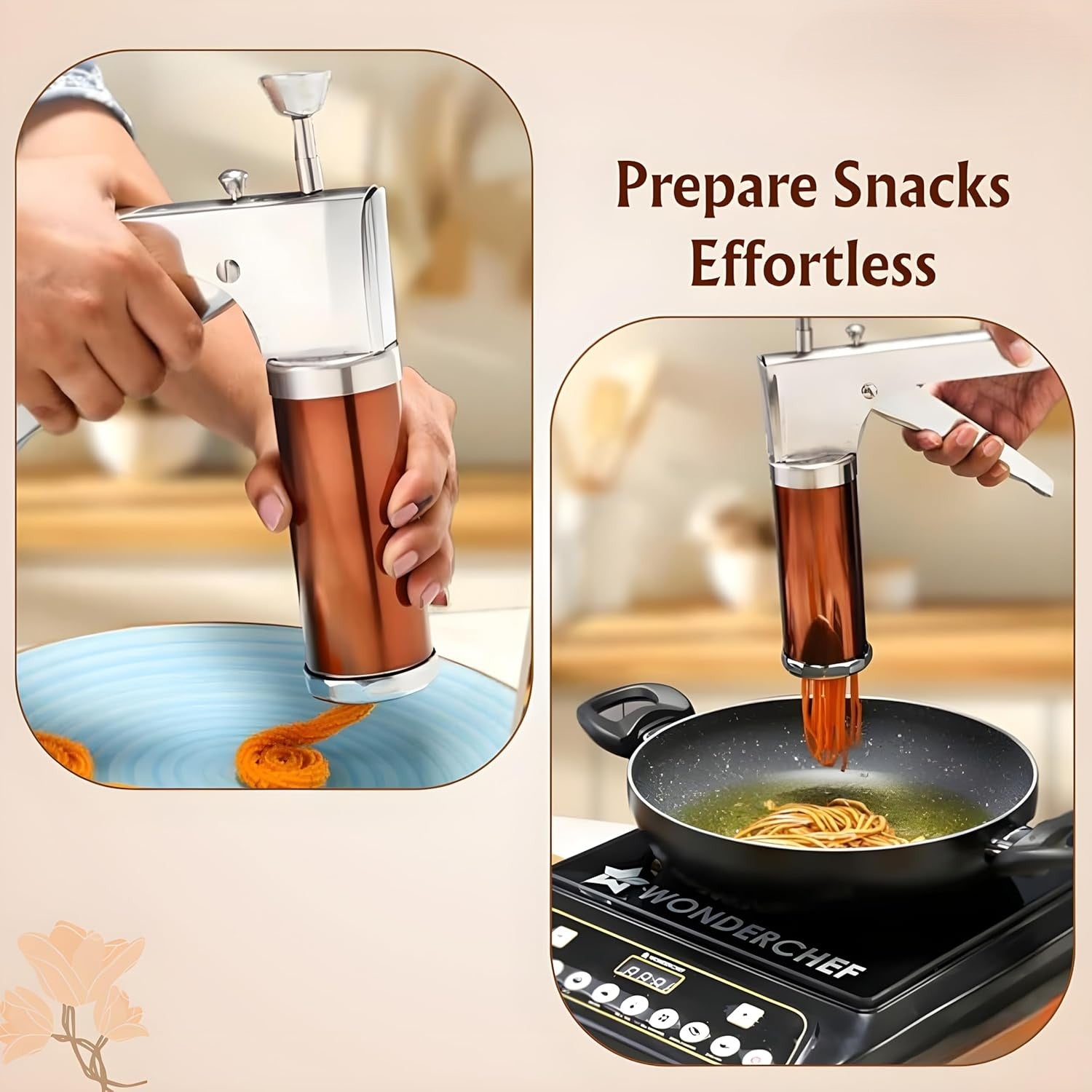 15 in 1 Stainless Steel Kitchen Press – Idiyappam Maker | Murukku Machine | Chakli | Sev | Noodles & Snack Maker