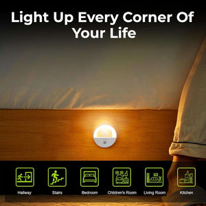 Round Night Light - White LED Light ABS Material Night Light for Bedroom