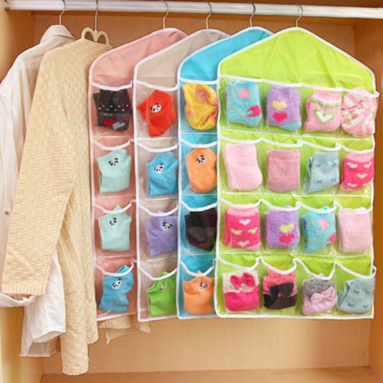 Premium 16 Pocket Hanging Wardrobe Organizer – Cupboard Storage for Socks, Lingerie & Clothes(Random color-Pack of 1)