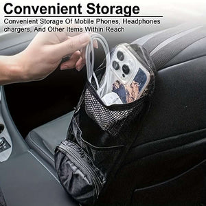 Multi-Pocket Car Seat Organizer with Mesh Pockets - Versatile Hanging Storage for Phones, Wallets, Glasses - Durable Polyester, Hand or Dry Clean - Fits Cars, SUVs, Trucks