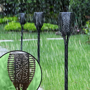 96 LED flame effect lighting with solar panel for eco-friendly garden décor