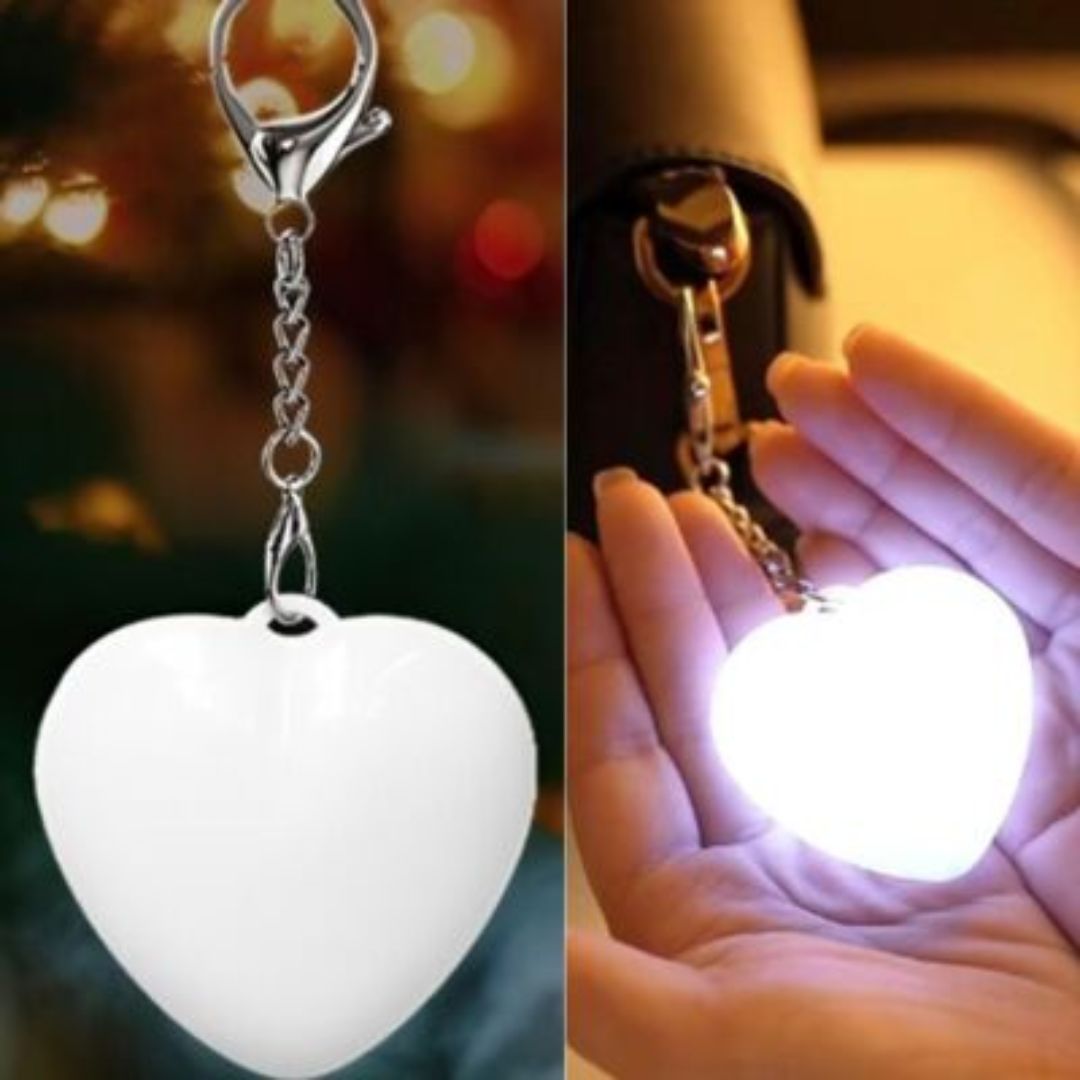 Heart Shaped Keychain Flashlight – USB Rechargeable Mini Safety Torch, Sensor Touch Night Light for Handbag & Purse (Pack of 1)