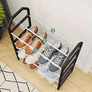 Leisure Style 4-Layer Shoe Rack, Metal Rods, Independent Space-Saving Organizer, Used for All Kinds of Shoes, Perfect Home Storage. (Random Color)