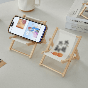 1 pc Cute Foldable Beach Chair Phone Stand, Mini Wooden Desktop Decoration and Photo Prop  (Random Color)