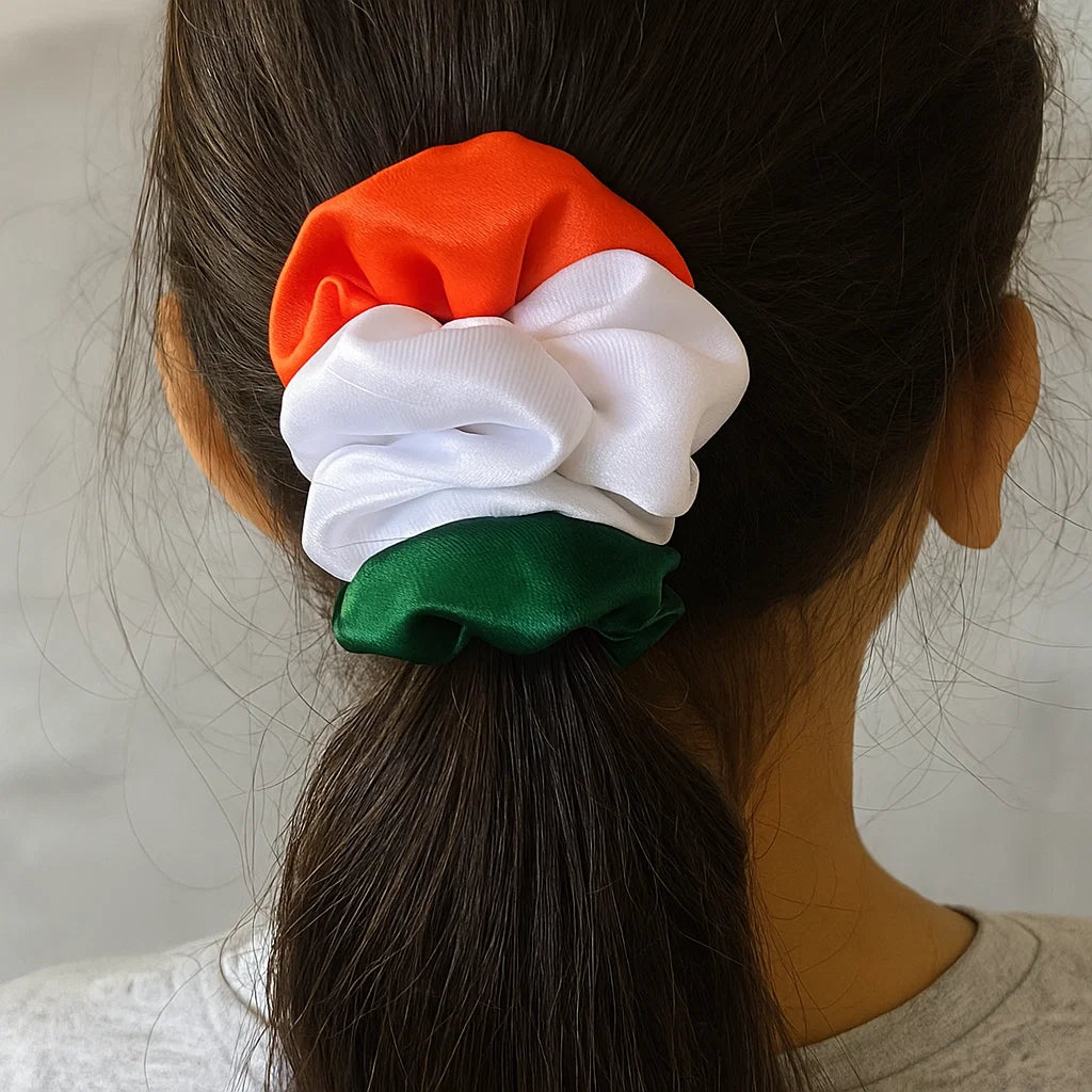Soft Tri-Color Scrunchie – Trendy Hair Tie for Women & Girls (Pack of 1)