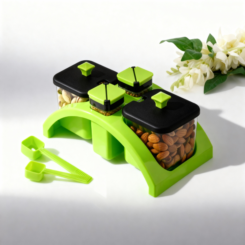 Anjani Premium 2x2 Square Spice & Pickle Jar Set – Airtight Storage for Kitchen Essentials (Random Color-Pack of 1)